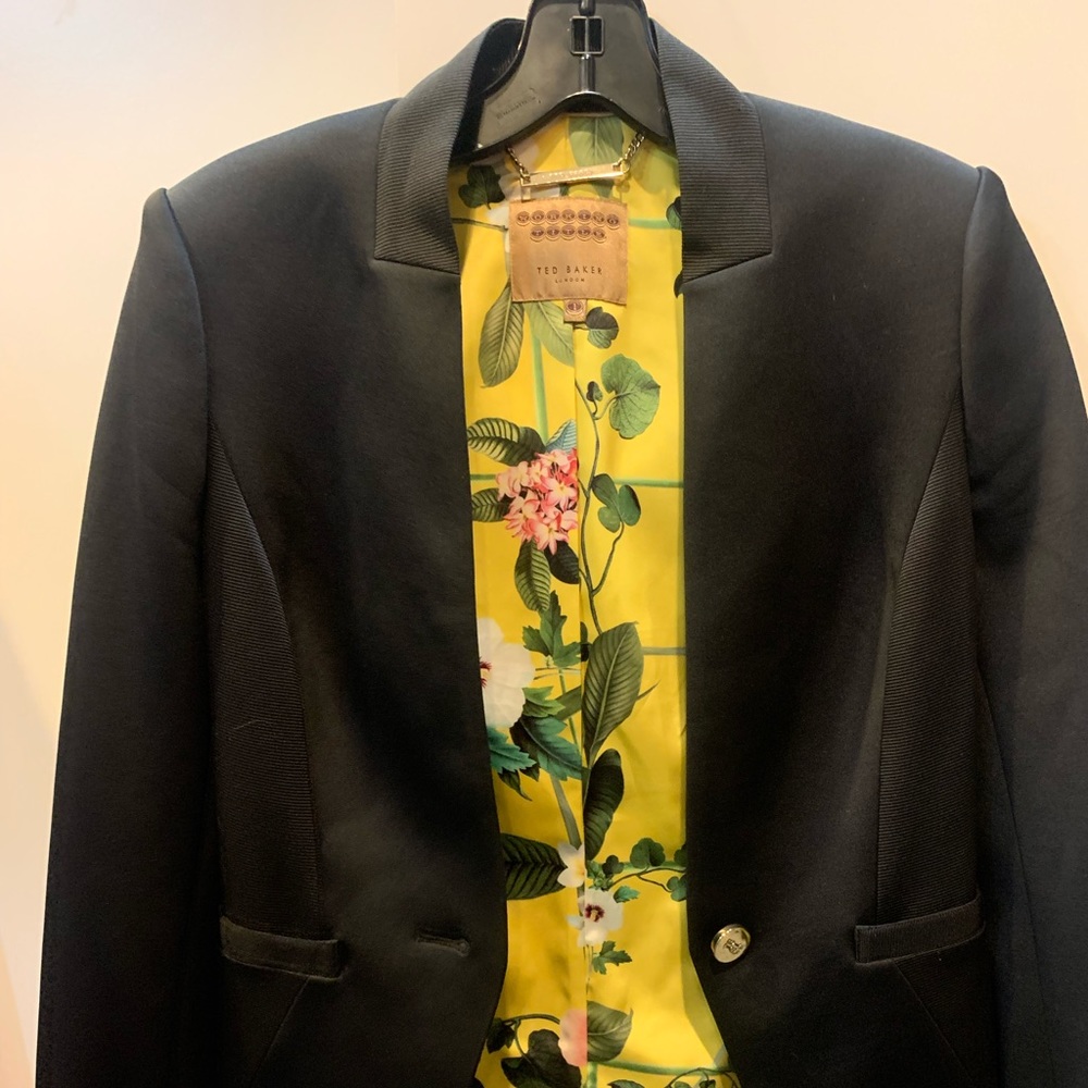 Ted baker London black blazer jacket yellow black coat